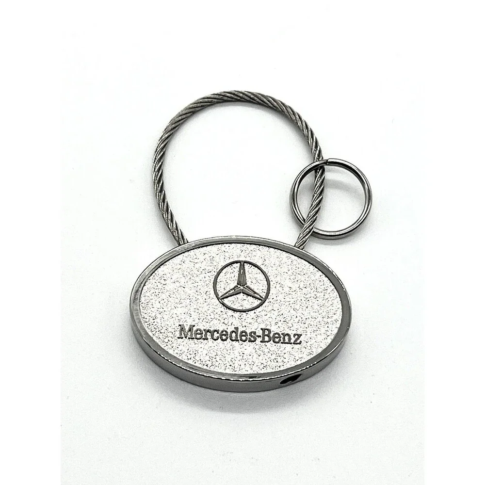 OEM Rare Silver Mercedes Benz Cable Keychain Fob Genuine #6688
